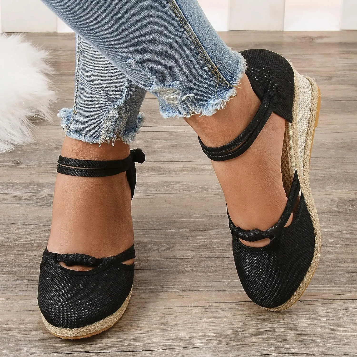 Wedge Sandals for Women Platform Espadrille Strappy Casual Heeled Sandal Comfortable with Closed Toe and Ankle Strap High Heel Wedges for Women Summer Shoes