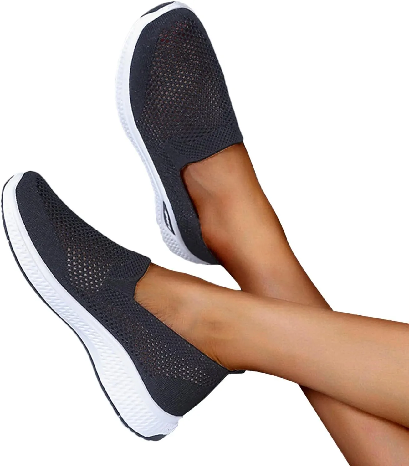 Women Breathable Slip On Sneakers Casual Walking Shoes Lightweight Canvas Comfortable Flats Non Slip Loafers
