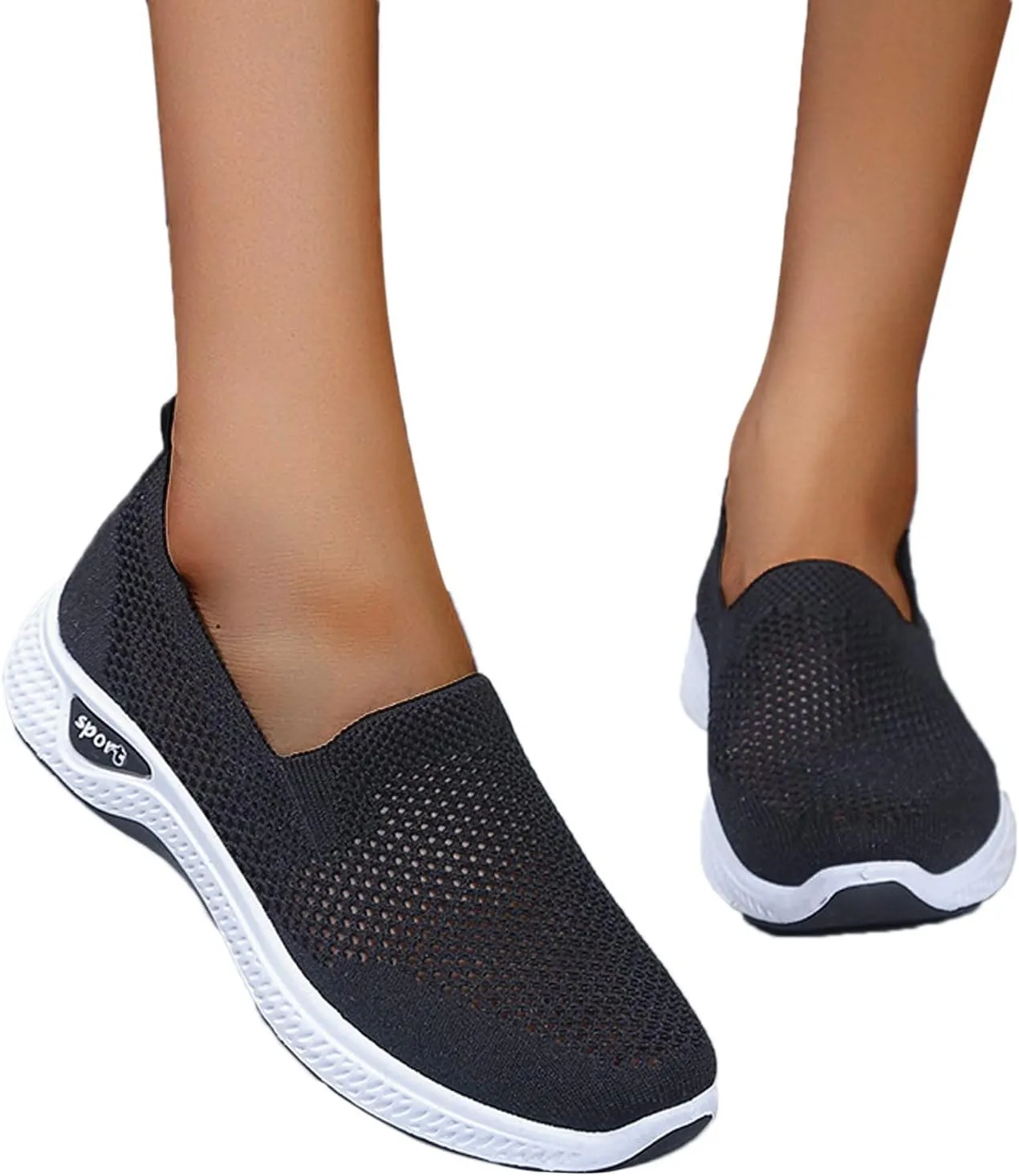 Women Breathable Slip On Sneakers Casual Walking Shoes Lightweight Canvas Comfortable Flats Non Slip Loafers