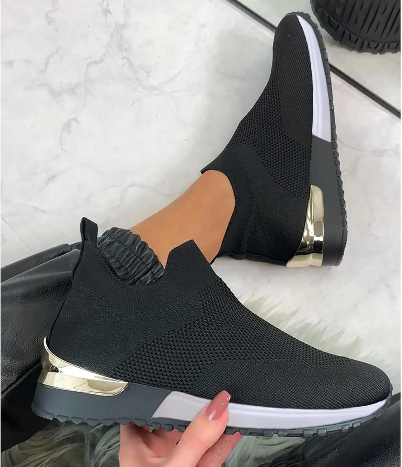 Women Breathable Slip On Sneakers Casual Walking Shoes Lightweight Canvas Comfortable Flats Non Slip Loafers