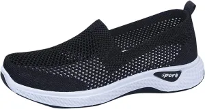 Women Breathable Slip On Sneakers Casual Walking Shoes Lightweight Canvas Comfortable Flats Non Slip Loafers