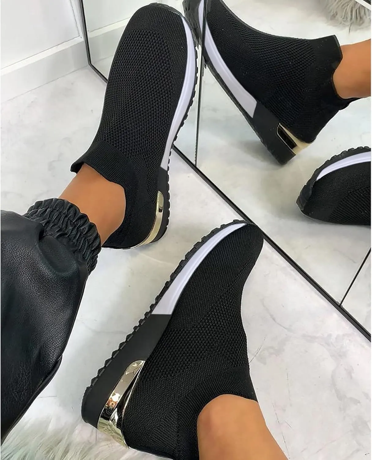 Women Breathable Slip On Sneakers Casual Walking Shoes Lightweight Canvas Comfortable Flats Non Slip Loafers
