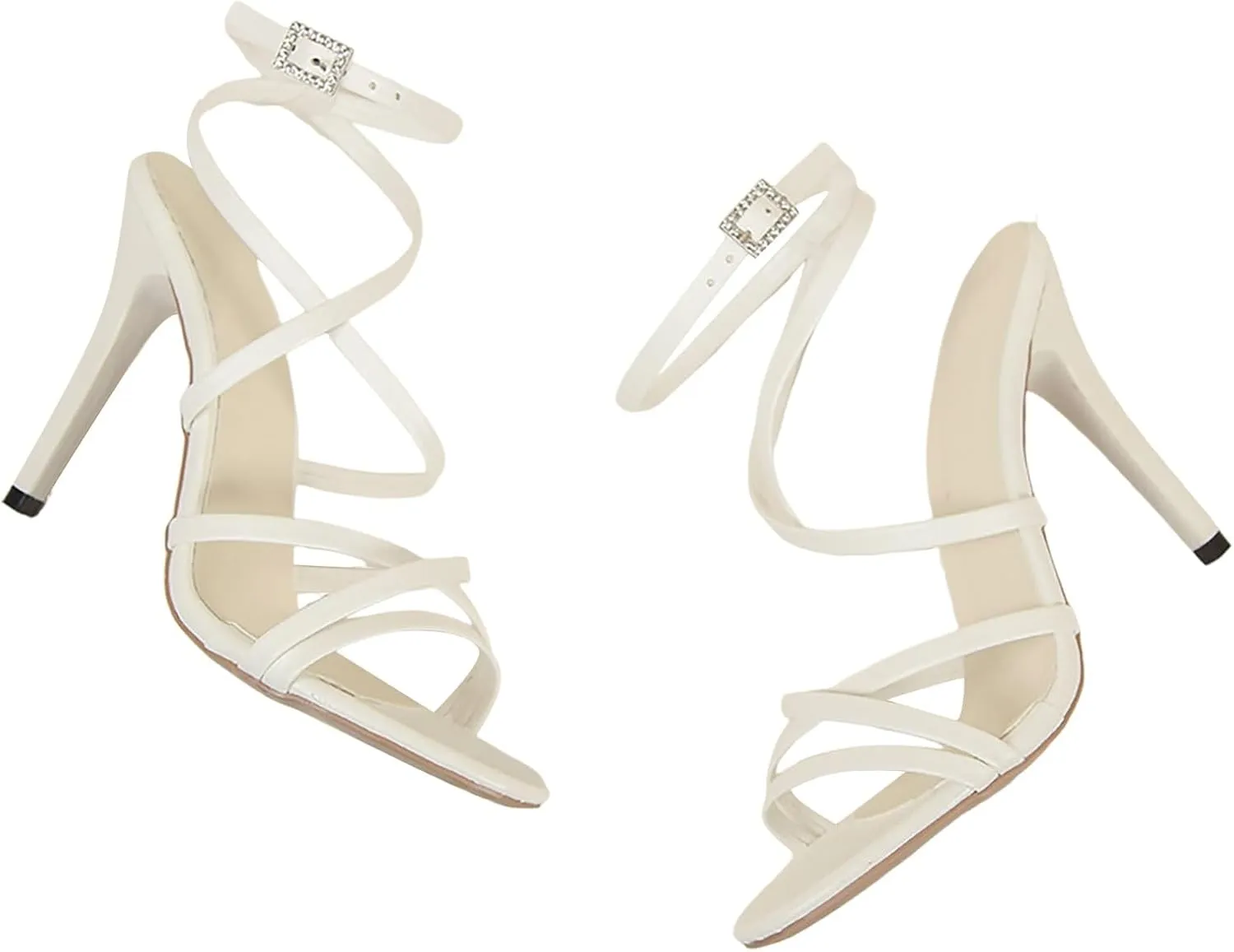Women Heeled Sandals Square Open Toe Block High Heels Strappy Chunky Heels Ankle Strap Sandals Dress Party Shoes
