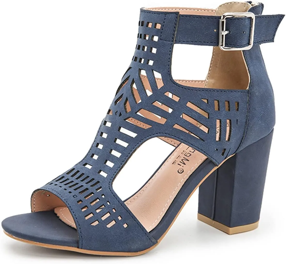 Women Open Toe Sandal Dressy Summer Chunky Block High Heel Shoes Hollow Out Heeled Ankle Straps Dress Pumps Shoes 2025