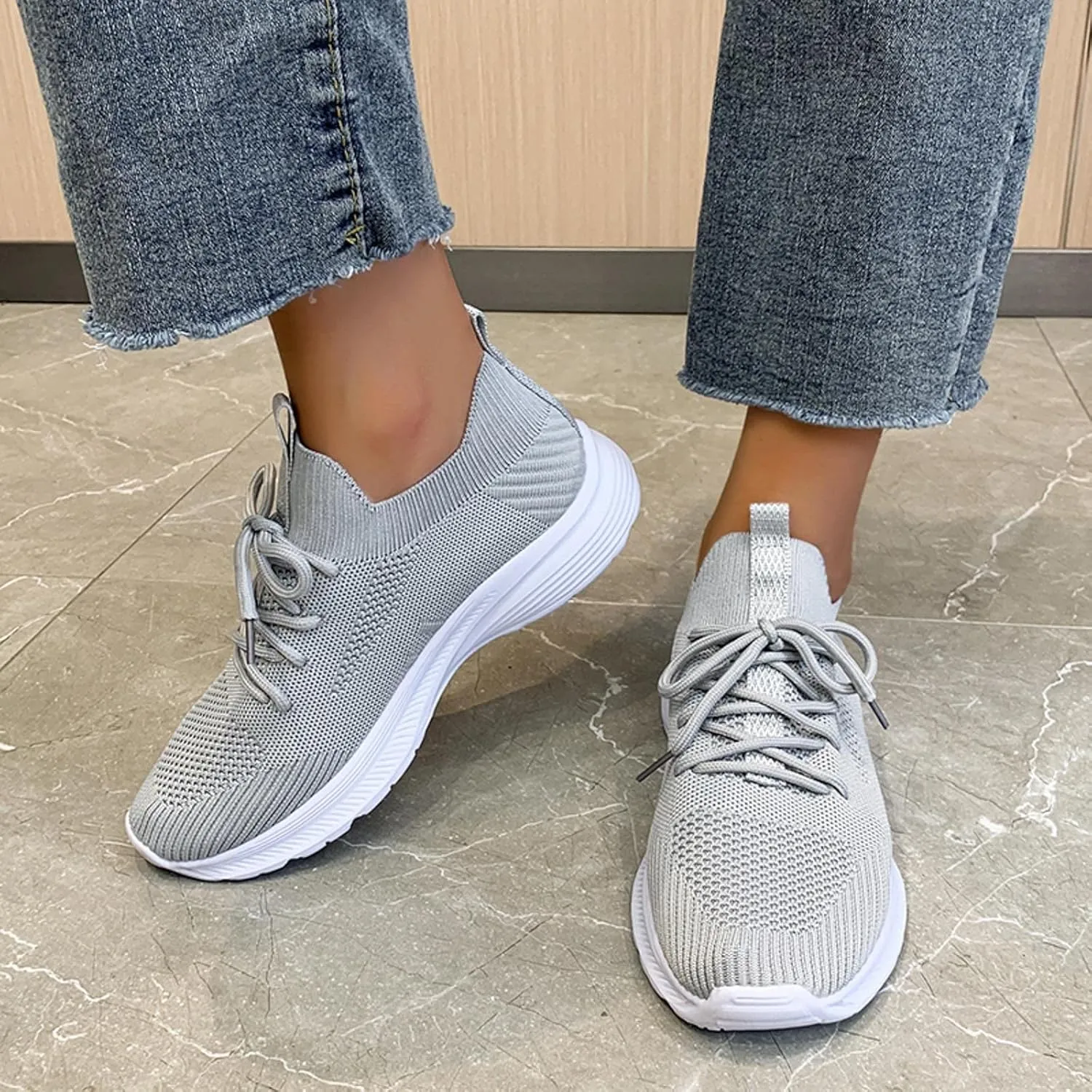 Womens Breathable Nursing Shoes Air Cushion Orthopedic Sneakers with Arch Support Outdoor Casual Fitness Shoe