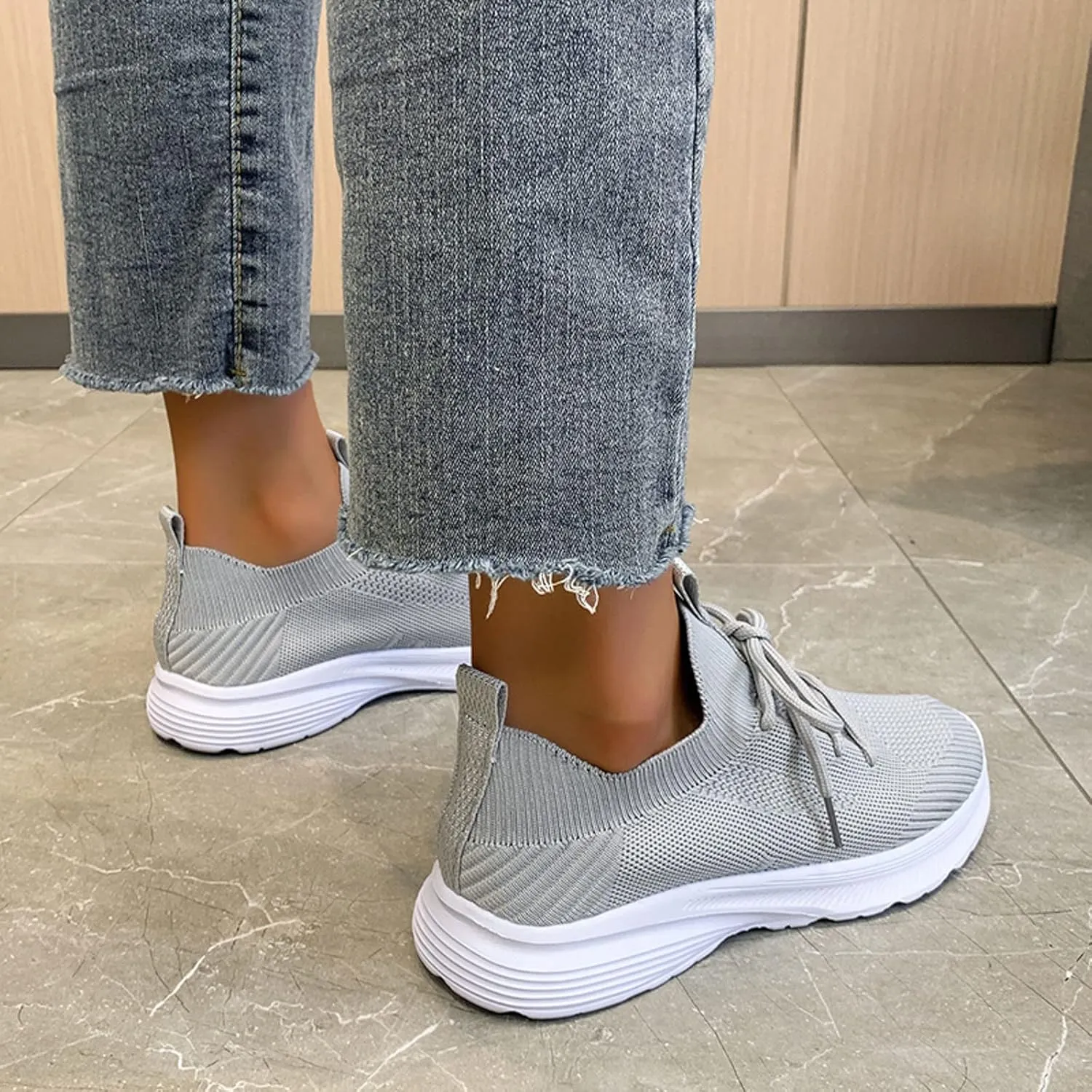 Womens Breathable Nursing Shoes Air Cushion Orthopedic Sneakers with Arch Support Outdoor Casual Fitness Shoe