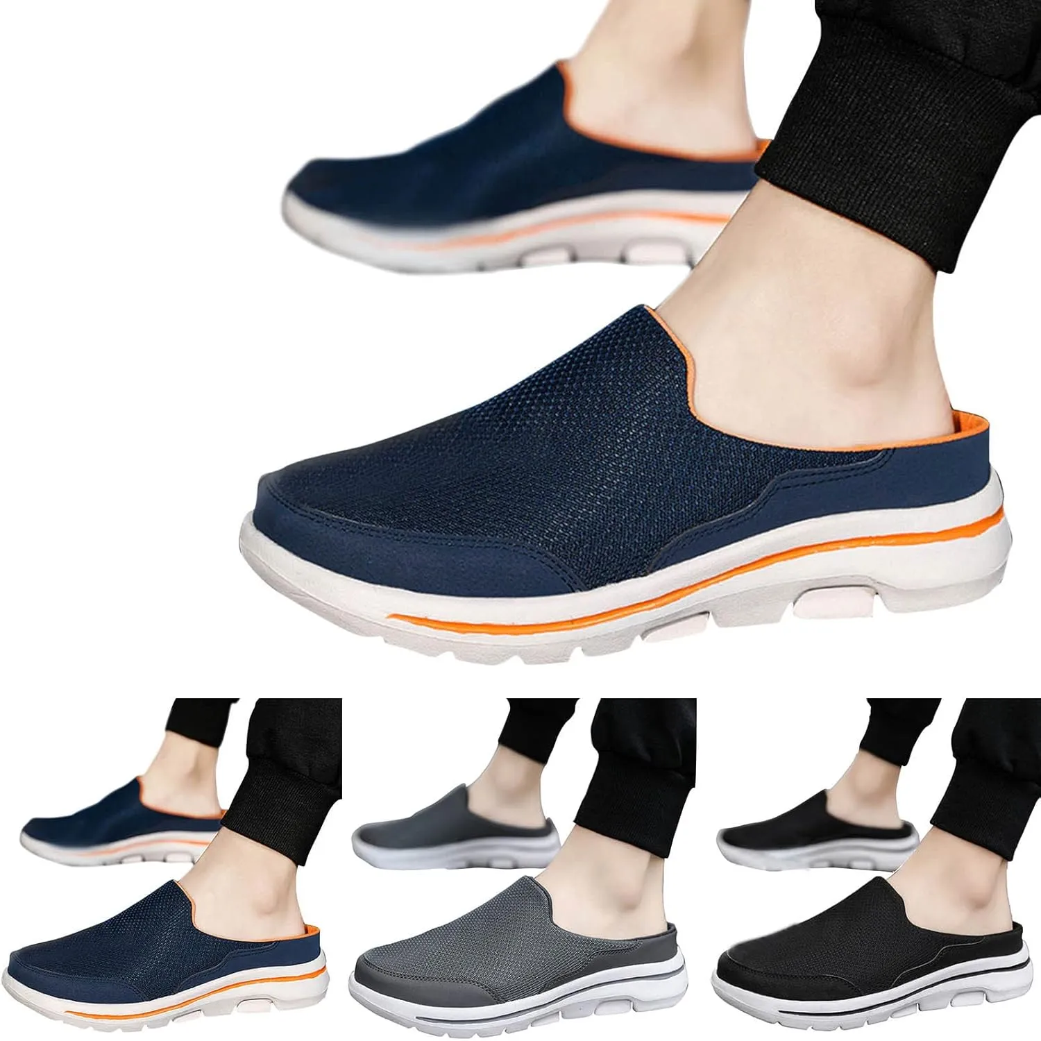 Women's Casual Slip on Half Shoes Breathable Slip On Shoes Women Mesh Breathable White Casual Shoes Black Sneakers Waterproof Tennis Shoe Casual Loafers