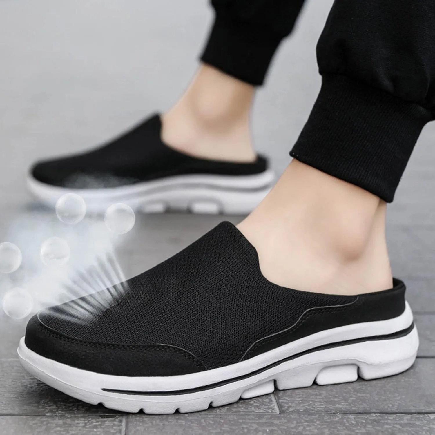Women's Casual Slip on Half Shoes Breathable Slip On Shoes Women Mesh Breathable White Casual Shoes Black Sneakers Waterproof Tennis Shoe Casual Loafers