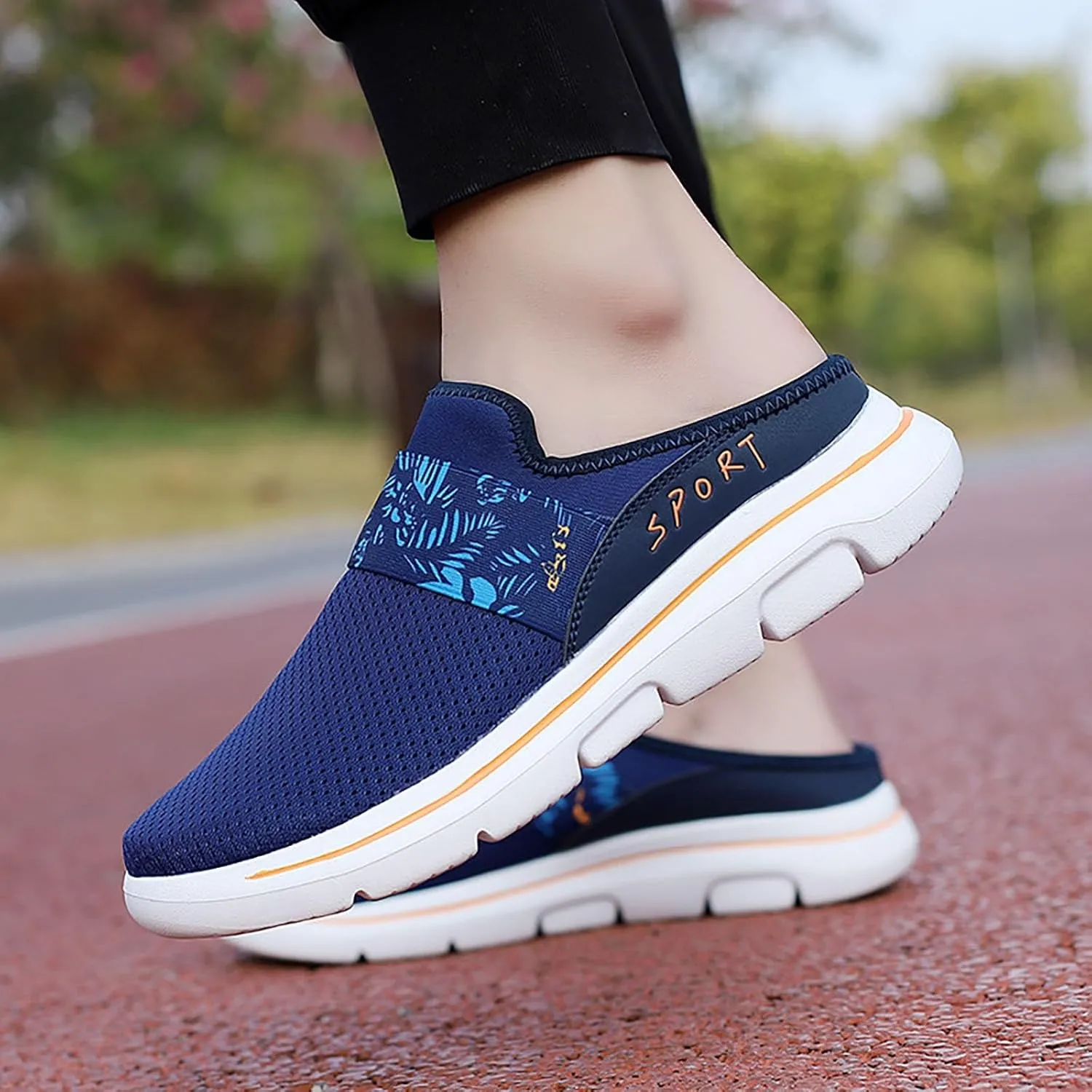 Women's Casual Slip on Half Shoes Breathable Slip On Shoes Women Mesh Breathable White Casual Shoes Black Sneakers Waterproof Tennis Shoe Casual Loafers