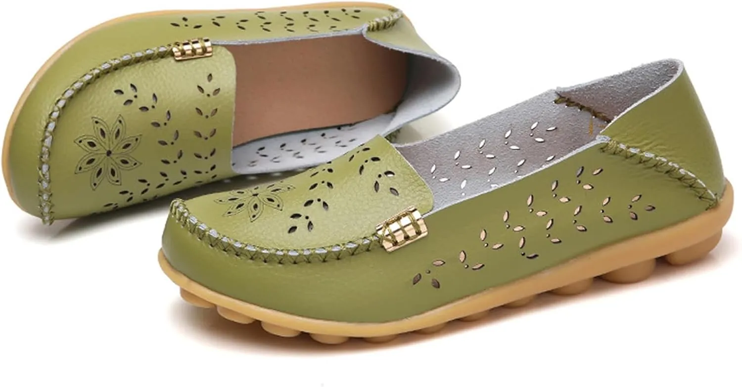 Womens Comfort Walking Cute Flat Loafer Ballet Flats Shoes Cute Penny Loafer Slip On Walking Driving Shoes with Diamond Eyelets