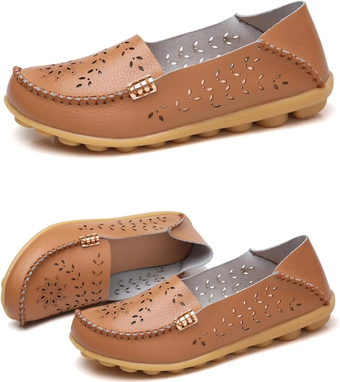 Womens Comfort Walking Cute Flat Loafer Ballet Flats Shoes Cute Penny Loafer Slip On Walking Driving Shoes with Diamond Eyelets