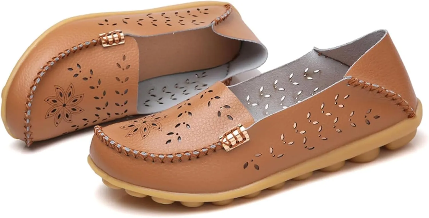 Womens Comfort Walking Cute Flat Loafer Ballet Flats Shoes Cute Penny Loafer Slip On Walking Driving Shoes with Diamond Eyelets