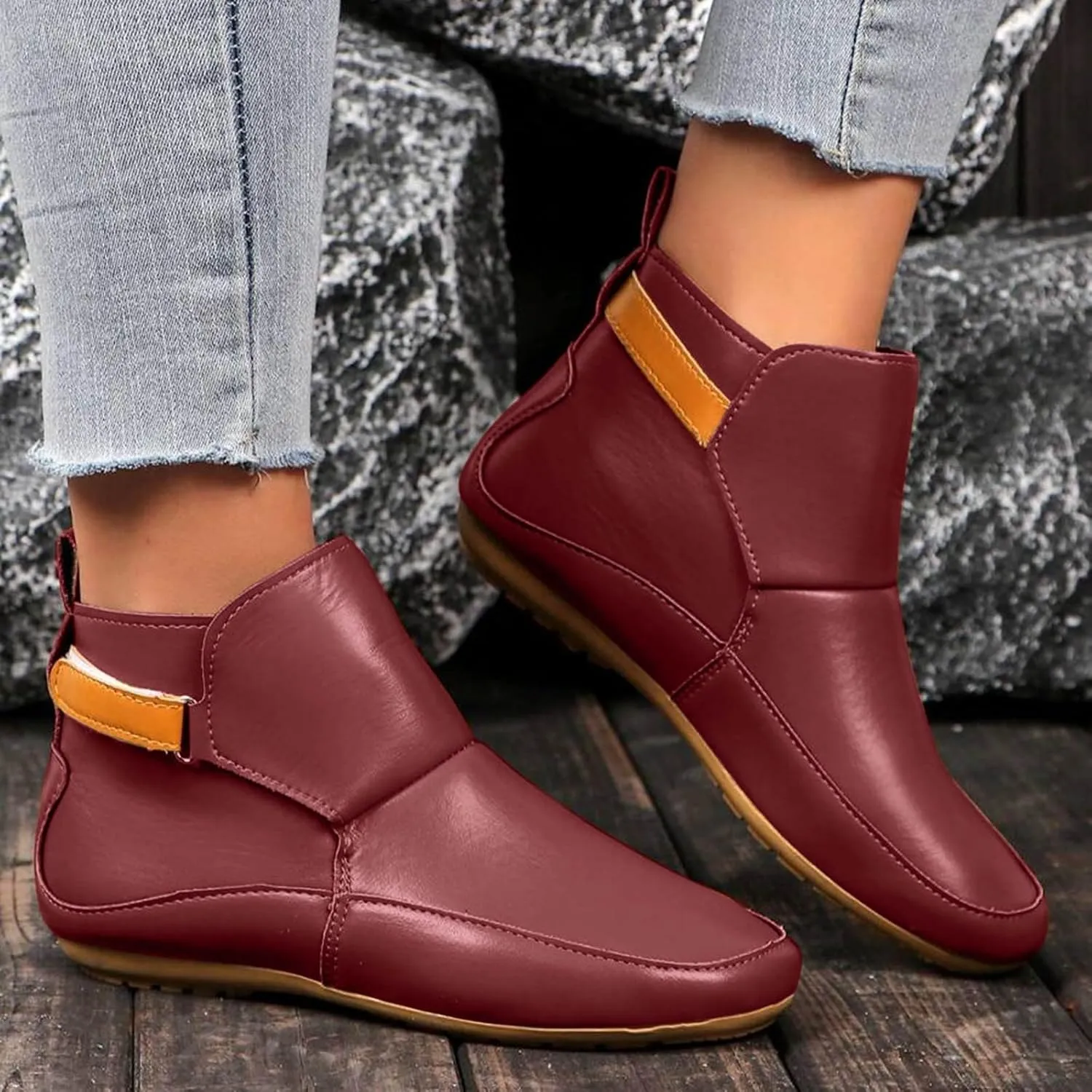 Womens Cowboy Boots,Women's Classic Ankle Boots Low Heel Buckle Strap Booties Ladies Round Toe Fashion Shoes Women