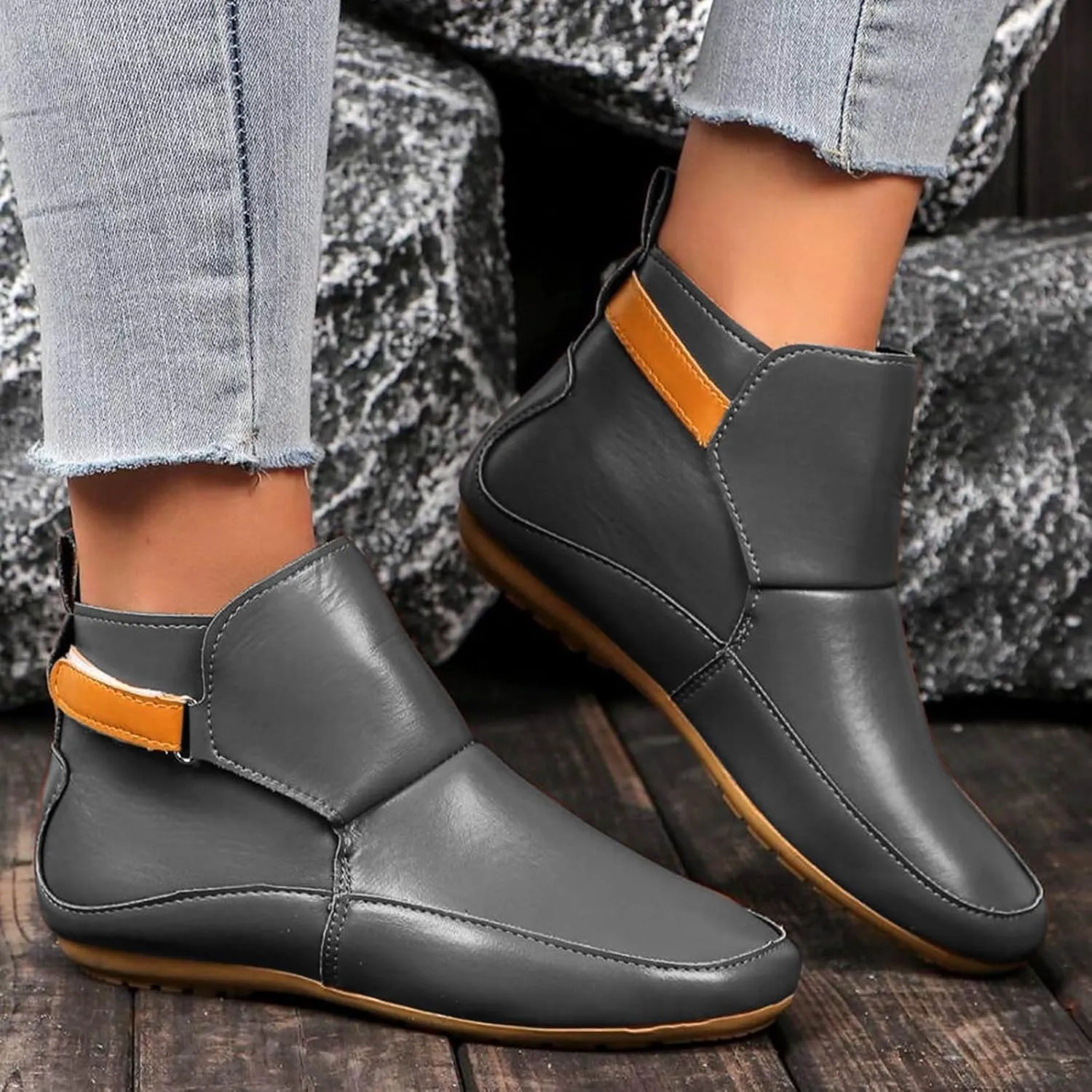 Womens Cowboy Boots,Women's Classic Ankle Boots Low Heel Buckle Strap Booties Ladies Round Toe Fashion Shoes Women