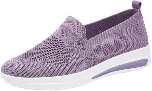 Women's Cushion Sneakers Breathable Lightweight Mesh Hiking Shoes Low Top Slip On Tennis Shoes for Women