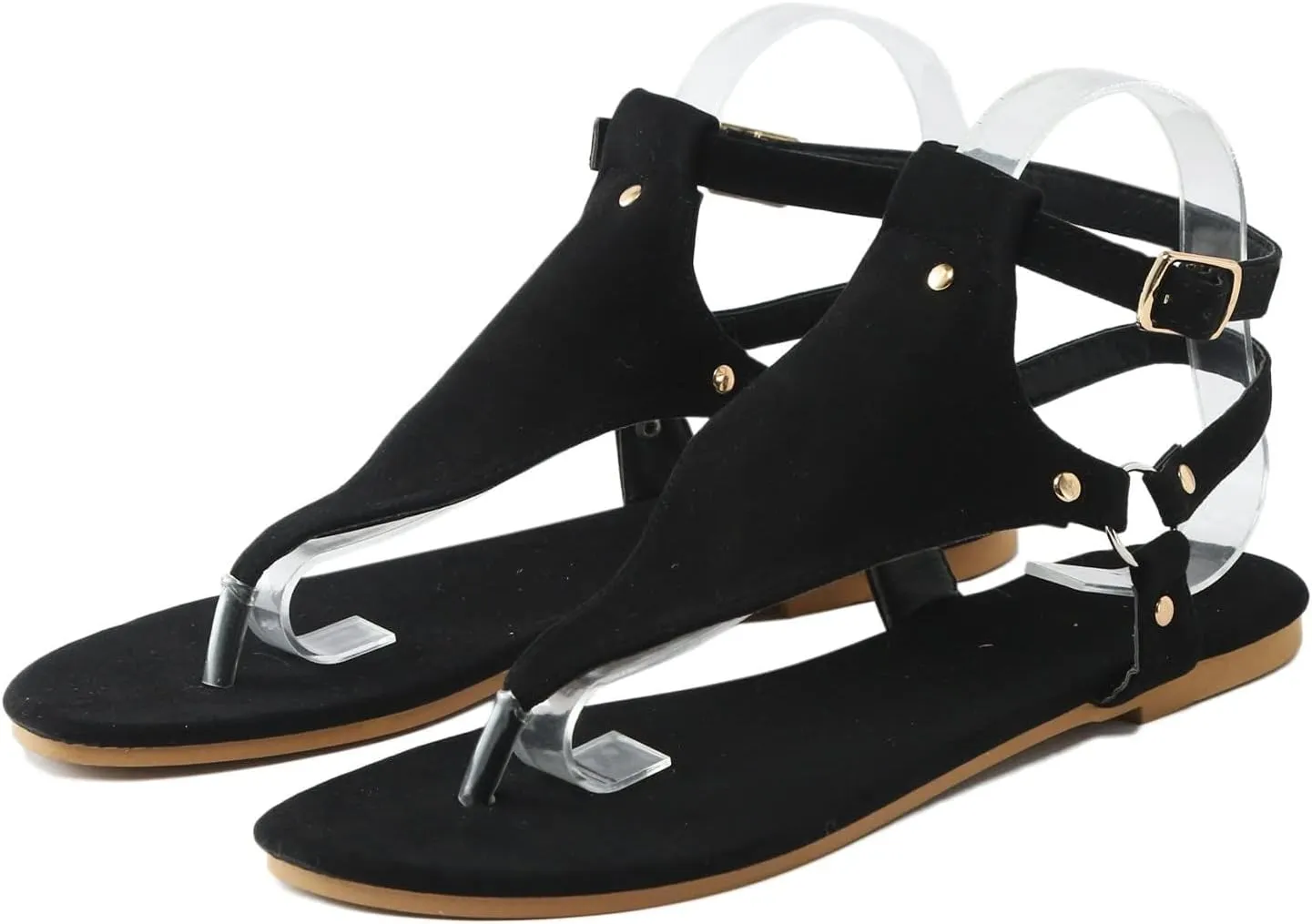 Womens Dressy Thong Sandals Low Heel Open Toe Flat Buckle Ankle Strap Comfortable Shoes Beach Walking Gladiator Roman Sandals Breathable Casual Soft Shoes