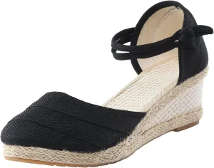 Womens Espadrille Wedges Sandals Closed Toe Platform Sandals Comfort Dressy Summer Sandals Ladies Outdoor Beach Shoes