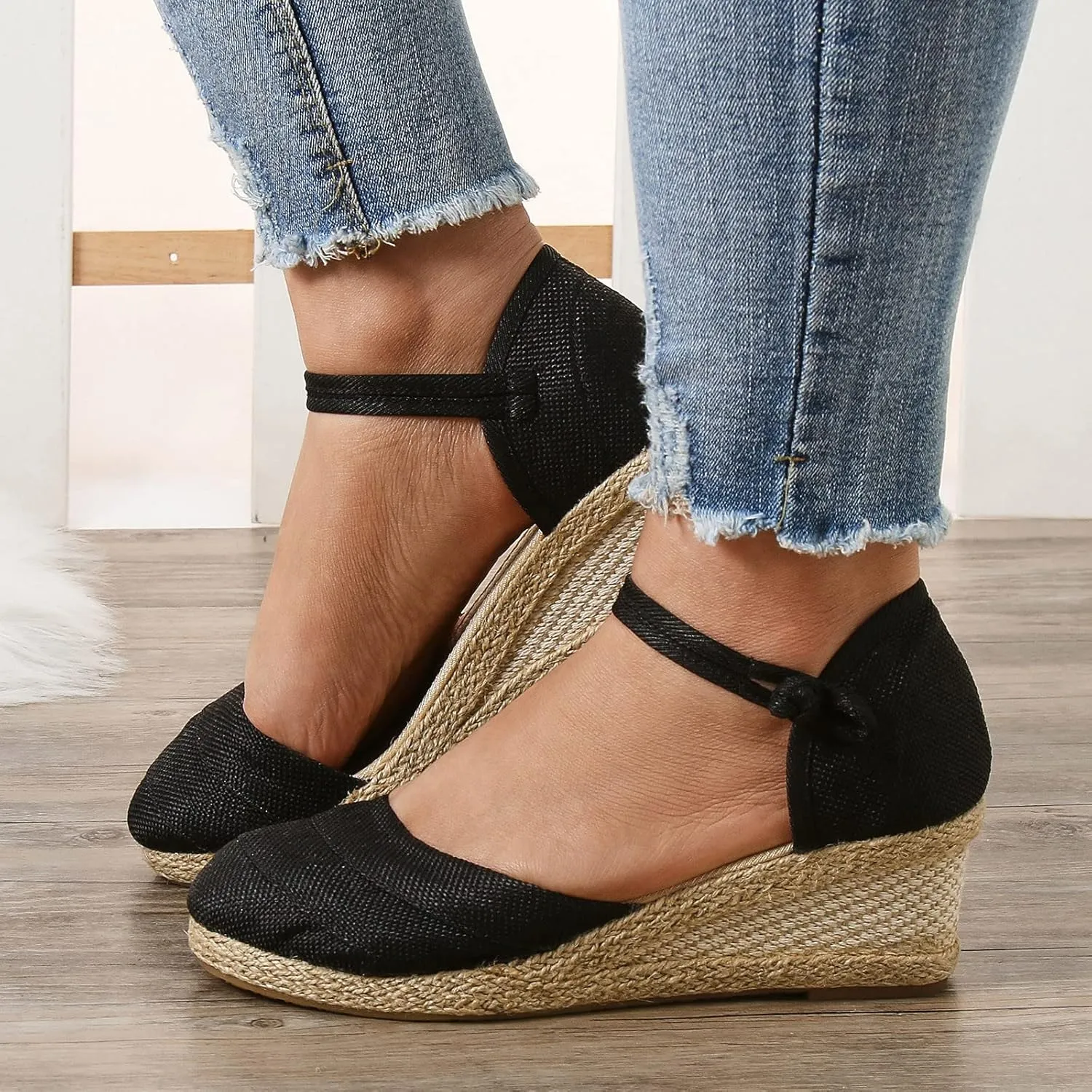Womens Espadrille Wedges Sandals Closed Toe Platform Sandals Comfort Dressy Summer Sandals Ladies Outdoor Beach Shoes