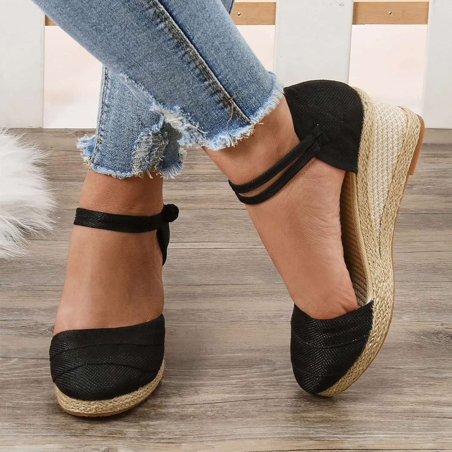 Womens Espadrille Wedges Sandals Closed Toe Platform Sandals Comfort Dressy Summer Sandals Ladies Outdoor Beach Shoes