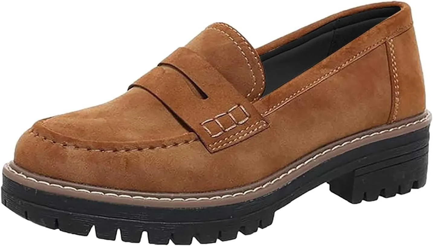 Womens Fashion Loafers Shoes Platform Chunky Penny Loafer Lug Sole Comfortable Slip On Work Office Business Casual Dress Shoe