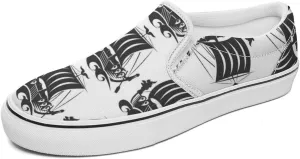 Women's Fashion Slip Ons Sneakers, Casual Canvas Low-Top Walking Shoes, 3D Printed Unique Viking Symbol Comfortable Breathable Street Flats