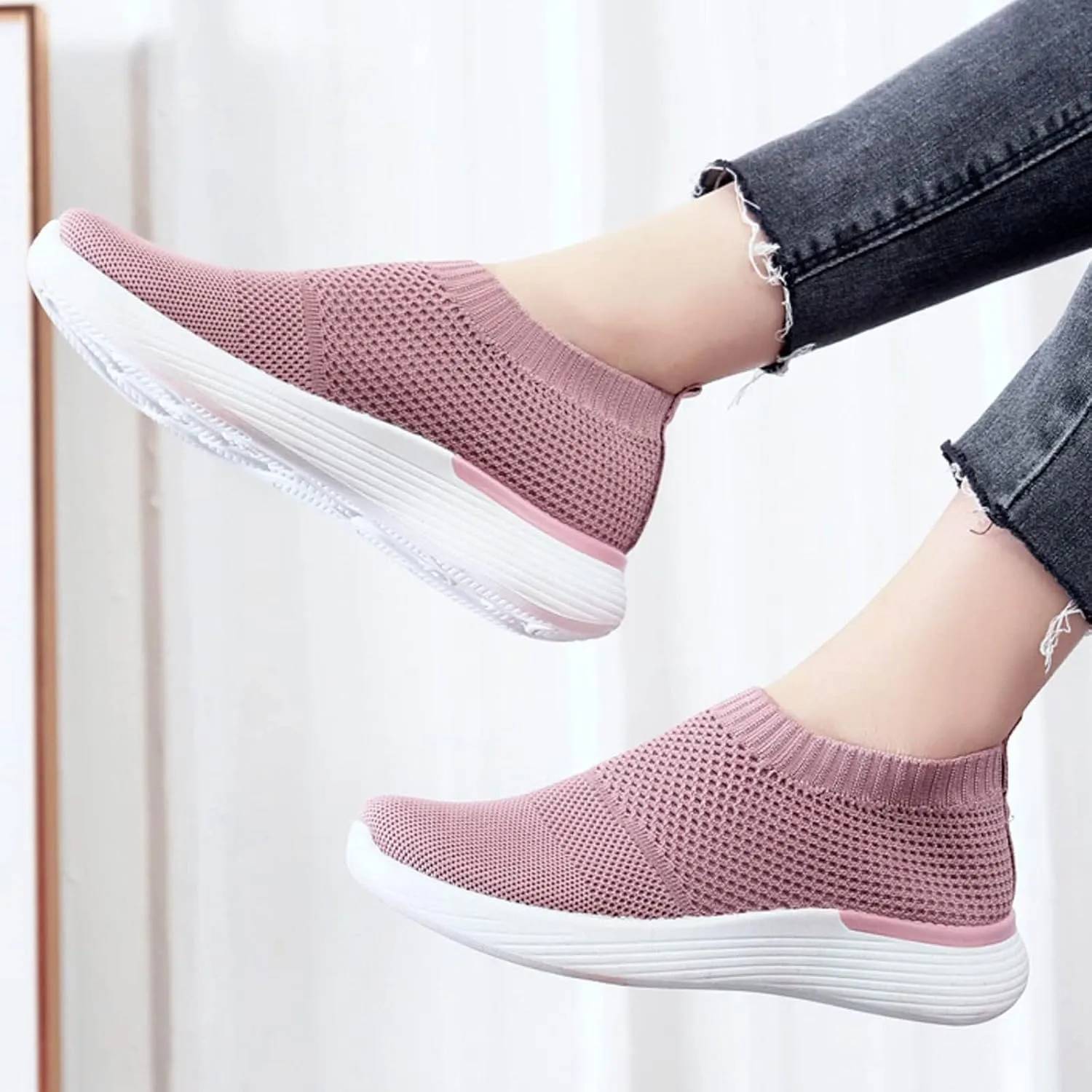Women's Fashion Sneakers Lightweight Versatile Slip On Shoes Breathable Casual Outdoor Fitness Shoes Non Slip