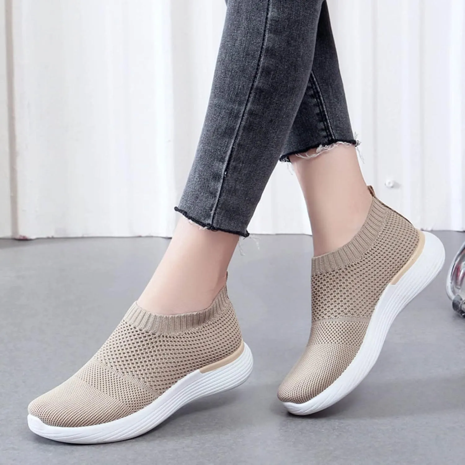 Women's Fashion Sneakers Lightweight Versatile Slip On Shoes Breathable Casual Outdoor Fitness Shoes Non Slip