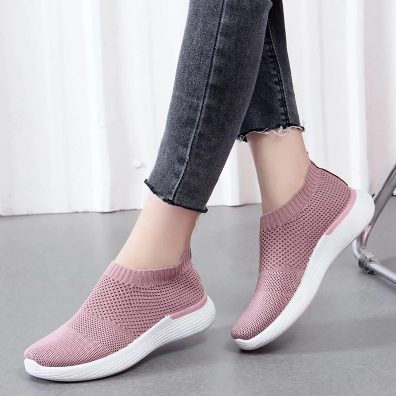 Women's Fashion Sneakers Lightweight Versatile Slip On Shoes Breathable Casual Outdoor Fitness Shoes Non Slip