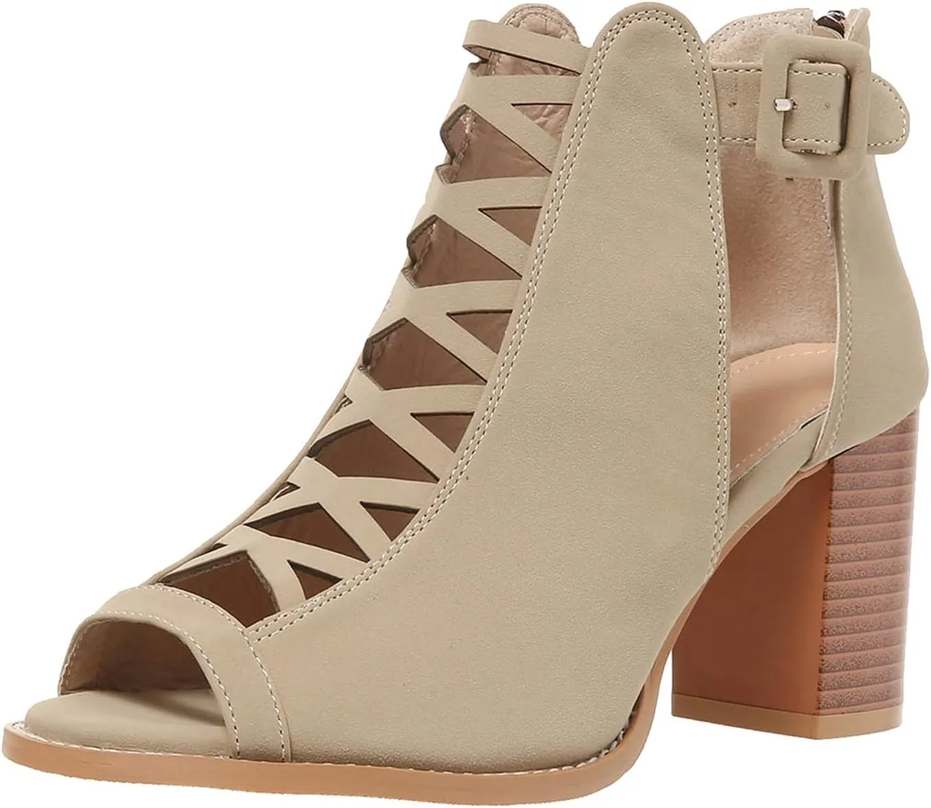 Women's Open Toe Booties with Block Heel and Side Comfortable and Stylish Cut Out Design Chunky Women Platform Heels
