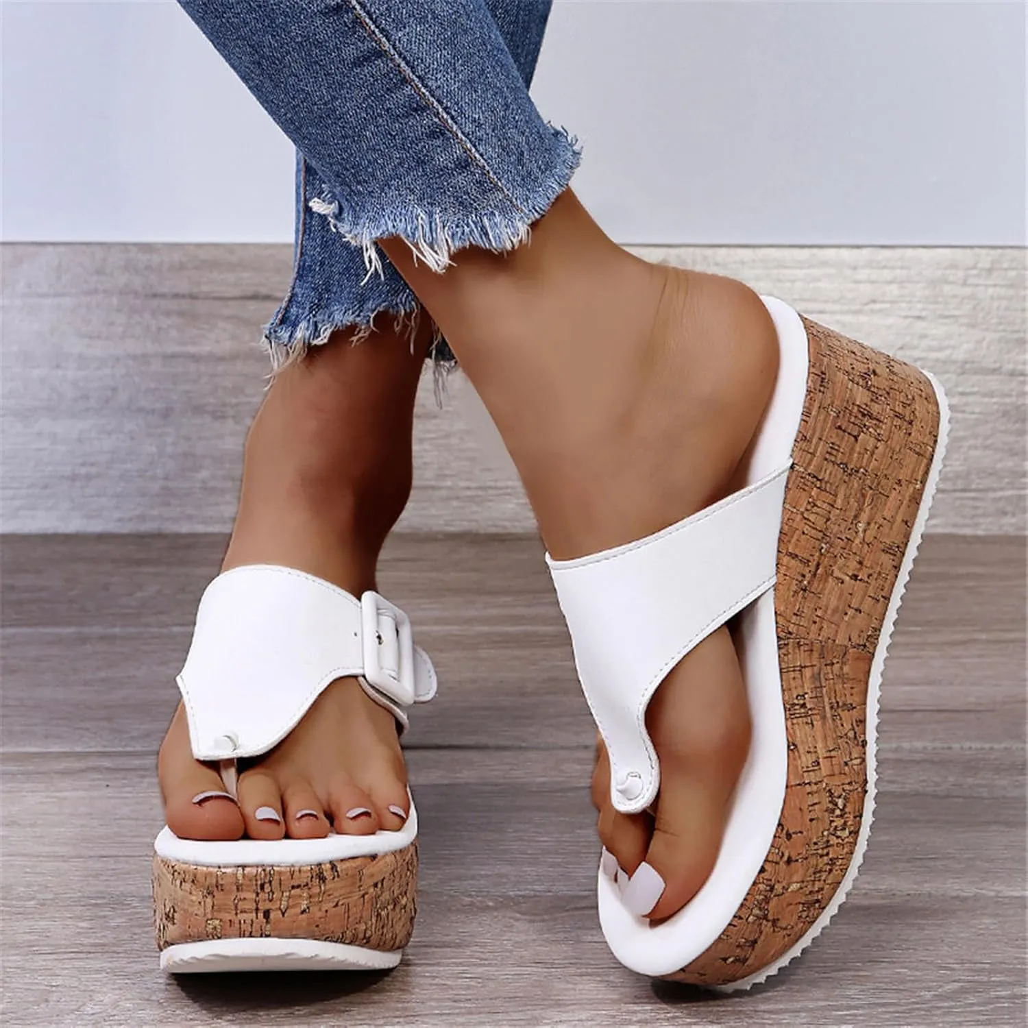 Womens Platform Flip Flops Dressy Summer Comfort Chunky Thong Wedges Sandals Wedge Heels Lightweight Wide Width Comfortable
