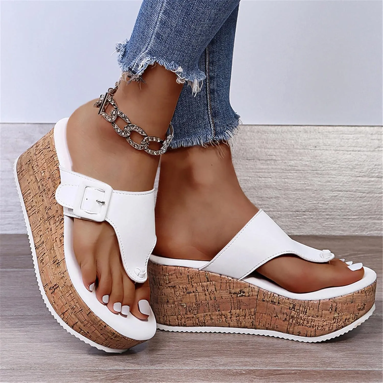 Womens Platform Flip Flops Dressy Summer Comfort Chunky Thong Wedges Sandals Wedge Heels Lightweight Wide Width Comfortable