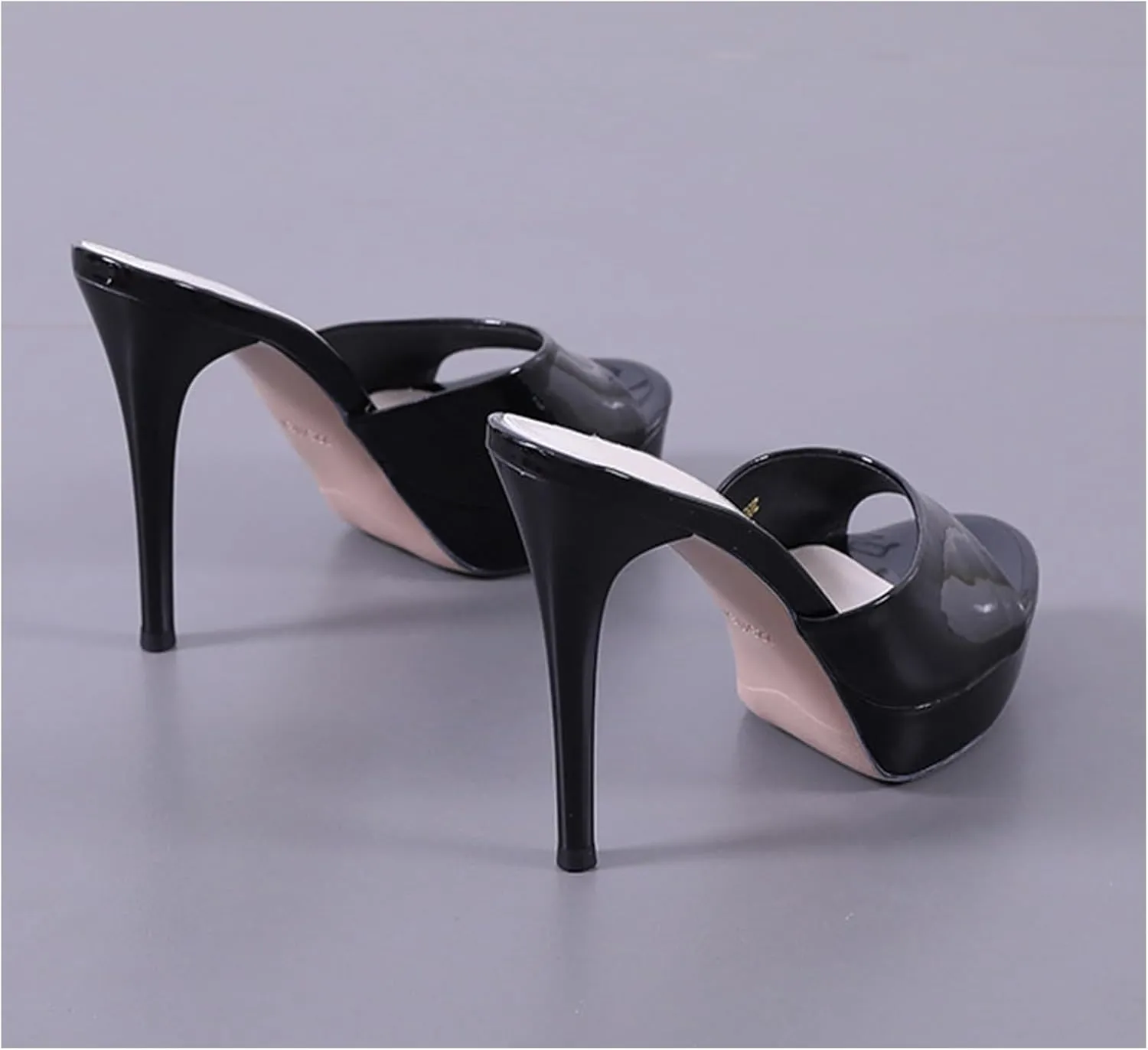 Women's Platform Round Open Toe High Heel Sandals Stiletto Fish Mouth High Heels Slipper 5 Inches Heels