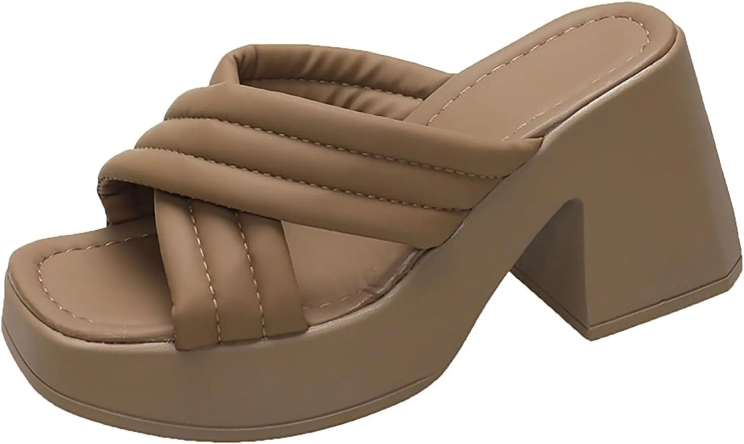 Women's Platform Strappy Sandals Memory Foam Cloud Thick Sole Slides Pillow Slippers Slip On Beach Open Toe Flip Flops