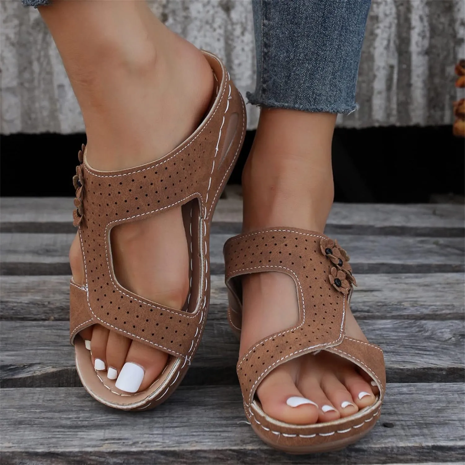 Women's Sandals Comfortable Dressy Casual Summer Orthopedic Slippers Flat Heel Beach Orthotic Flip Flops With Arch Support