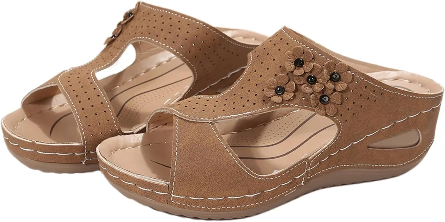 Women's Sandals Comfortable Dressy Casual Summer Orthopedic Slippers Flat Heel Beach Orthotic Flip Flops With Arch Support