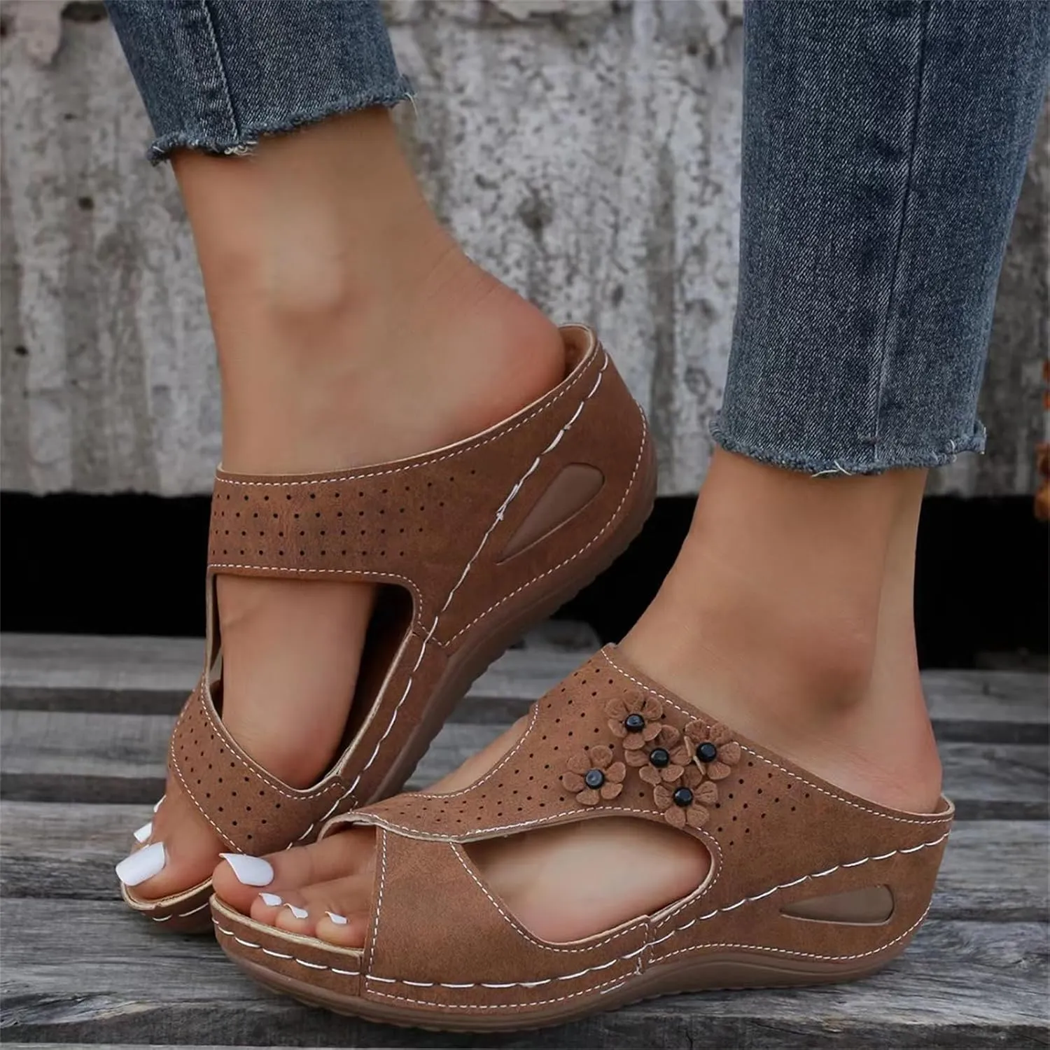 Women's Sandals Comfortable Dressy Casual Summer Orthopedic Slippers Flat Heel Beach Orthotic Flip Flops With Arch Support
