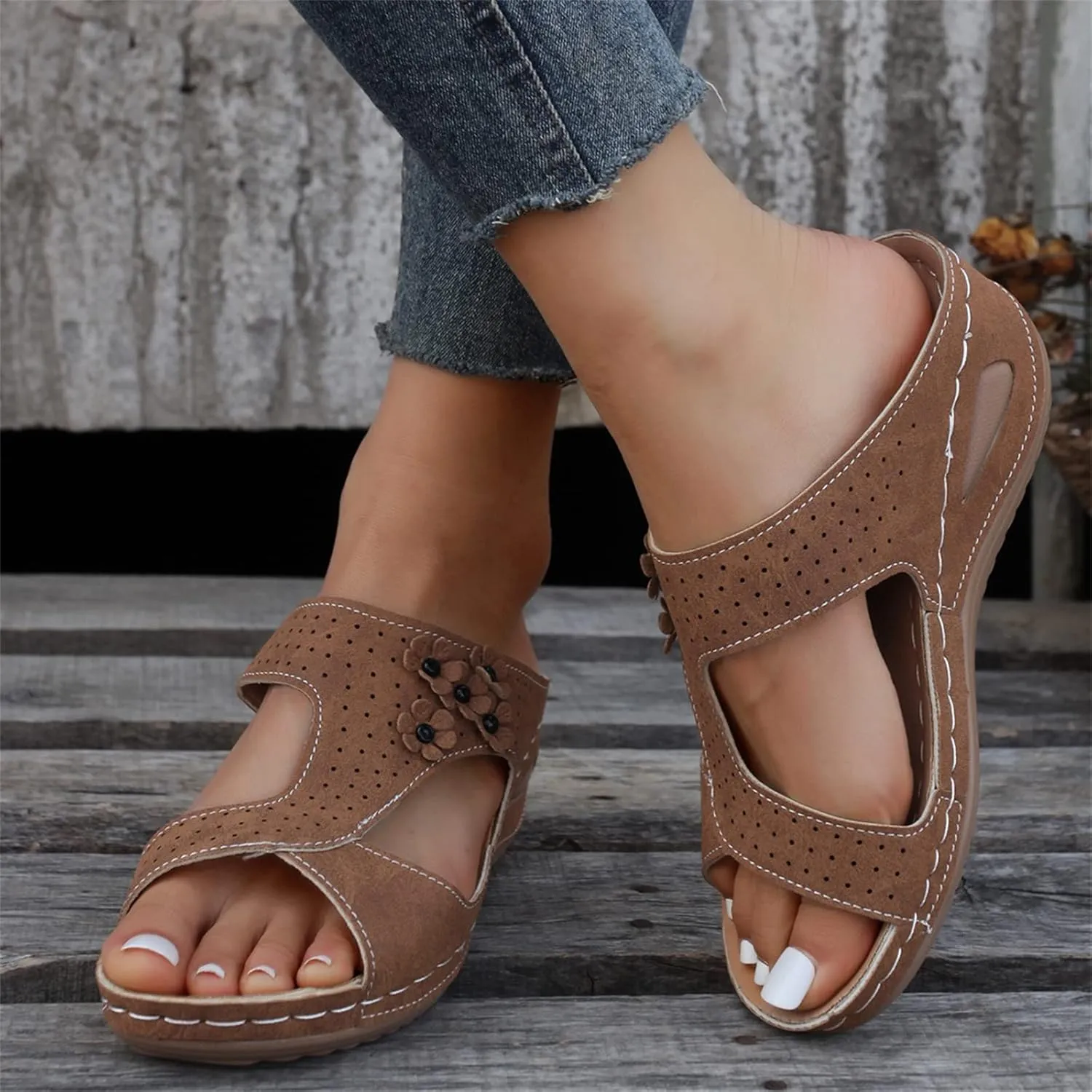 Women's Sandals Comfortable Dressy Casual Summer Orthopedic Slippers Flat Heel Beach Orthotic Flip Flops With Arch Support