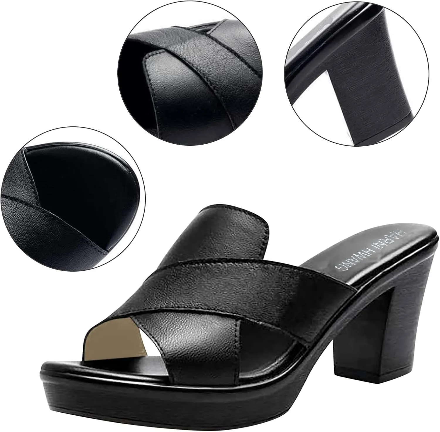 Women's Sandals Round Open Toe Block Heel Pumps Chunky Heel Sandal Fish Mouth Slingback Mules Slip On Slipper