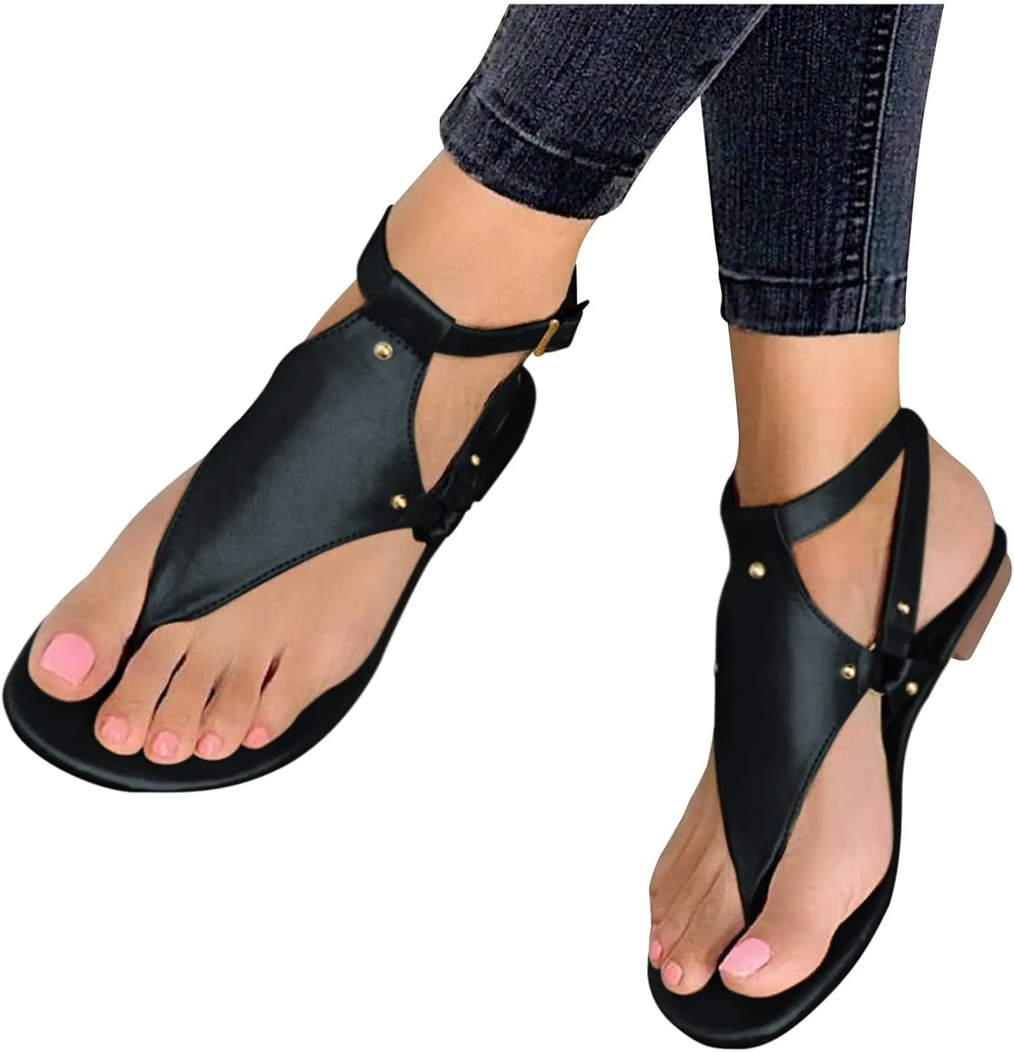 Womens Sandals Summer Beach Flat Thong Sandals Comfortable Open Toe Slides Flip Flops Comfort Walking Shoes Lightweight Shock-Absorbing Thong Sandals for Walking
