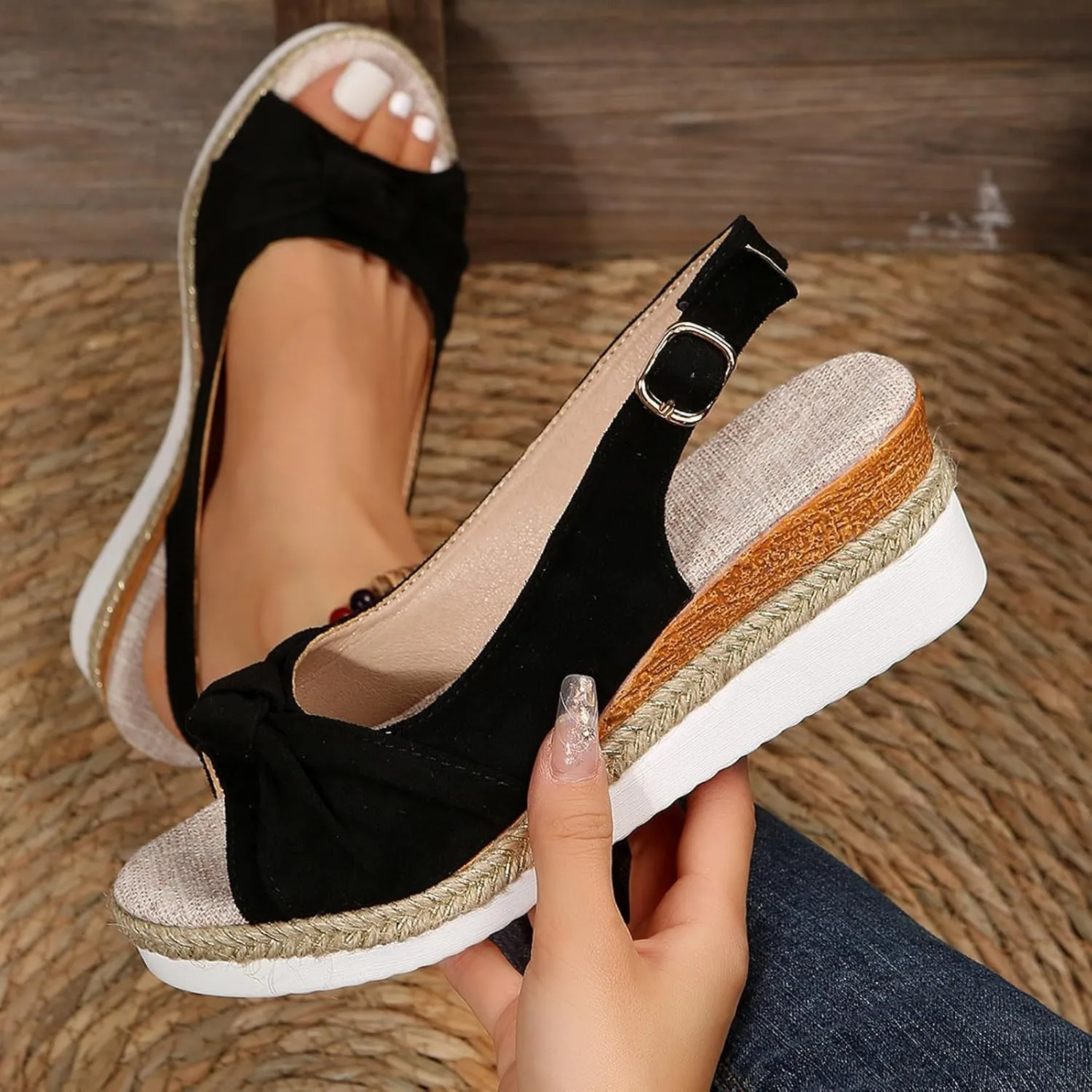 Womens Sandals with Arch Support Orthopedic Open Toe Low Wedge Heels Slides Summer Casual Comfort Shoes 2025