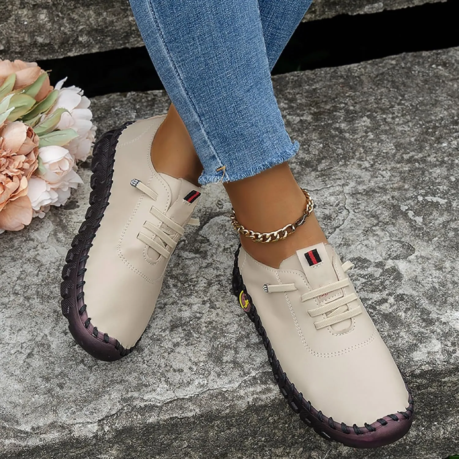 Womens Shoes FlatsWomens White Sneakers Wide Width Loafers for Women Flat Bottom Fashion Christmas Sneakers for Women 2024 Wide Toe Box Trendy Casual