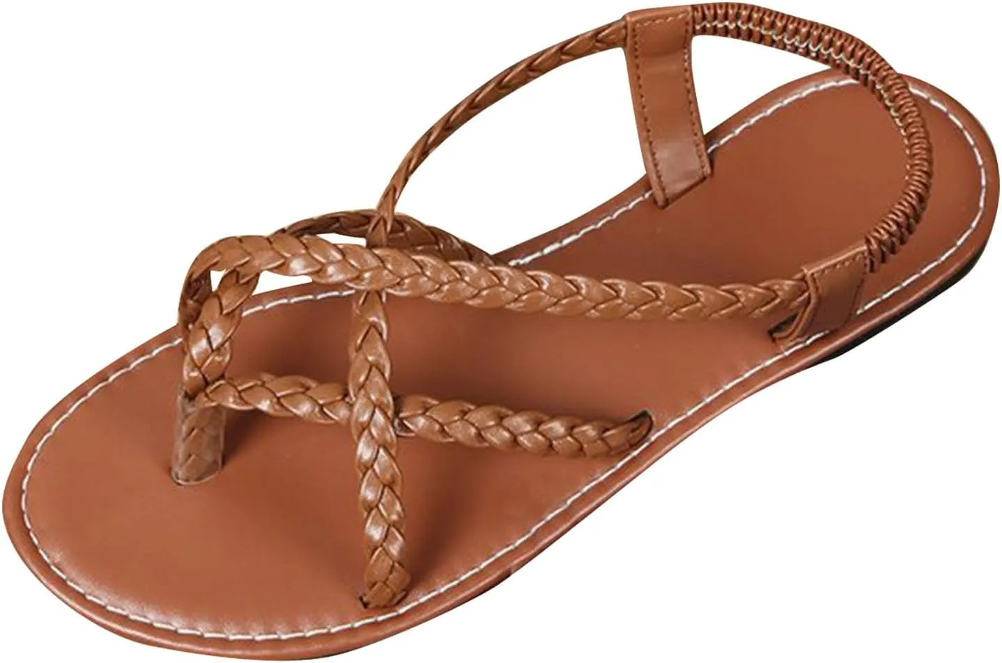 Womens Strappy Flat Sandals Summer Dressy Comfort Clip Toe Beach Flats Rope Weaving Strap Bohemian Sandal 2025 New