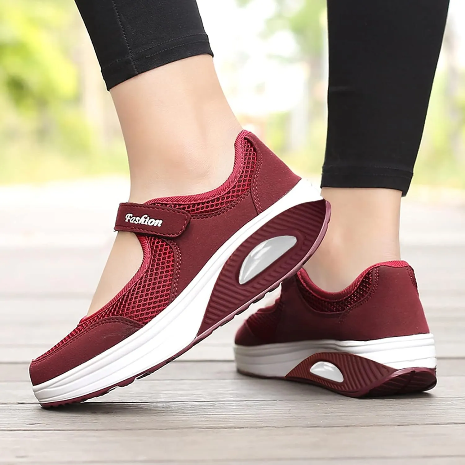 Womens Tennis Shoes Hollow Breathable Fitness Shoes Platform Ankle Paste Fashion Lightweight Running Shoes Hiking Footwear Casual Gym Sports Slip-Ons
