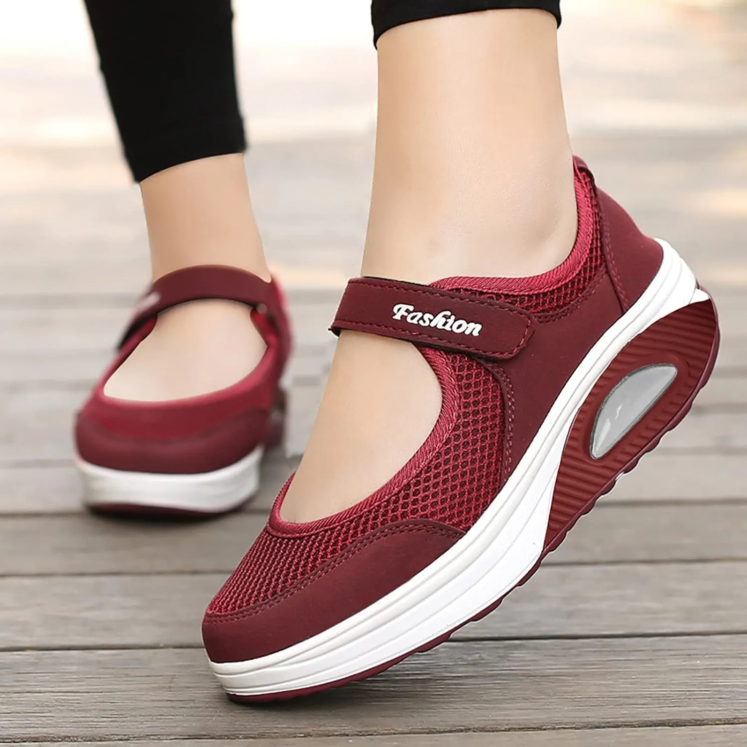 Womens Tennis Shoes Hollow Breathable Fitness Shoes Platform Ankle Paste Fashion Lightweight Running Shoes Hiking Footwear Casual Gym Sports Slip-Ons