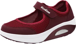 Womens Tennis Shoes Hollow Breathable Fitness Shoes Platform Ankle Paste Fashion Lightweight Running Shoes Hiking Footwear Casual Gym Sports Slip-Ons