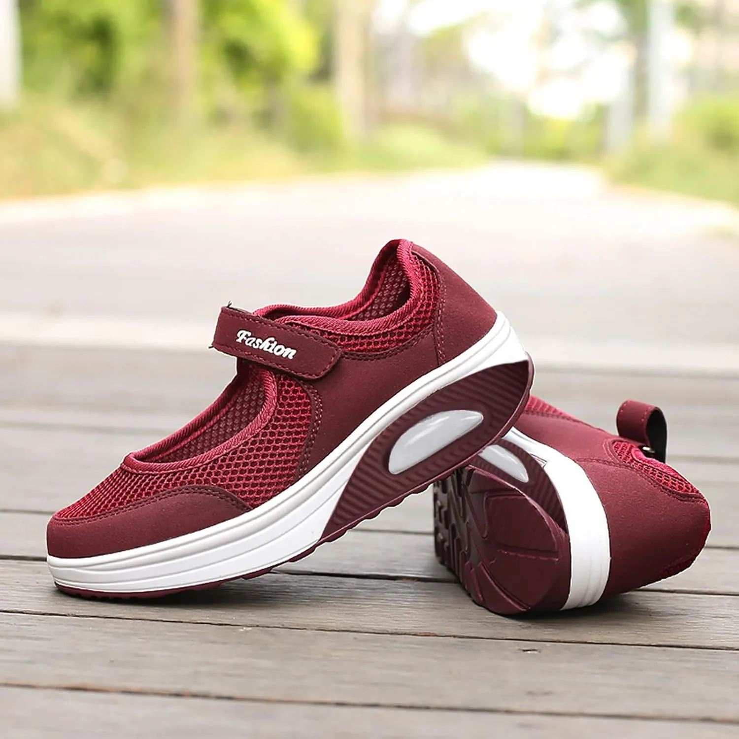 Womens Tennis Shoes Hollow Breathable Fitness Shoes Platform Ankle Paste Fashion Lightweight Running Shoes Hiking Footwear Casual Gym Sports Slip-Ons