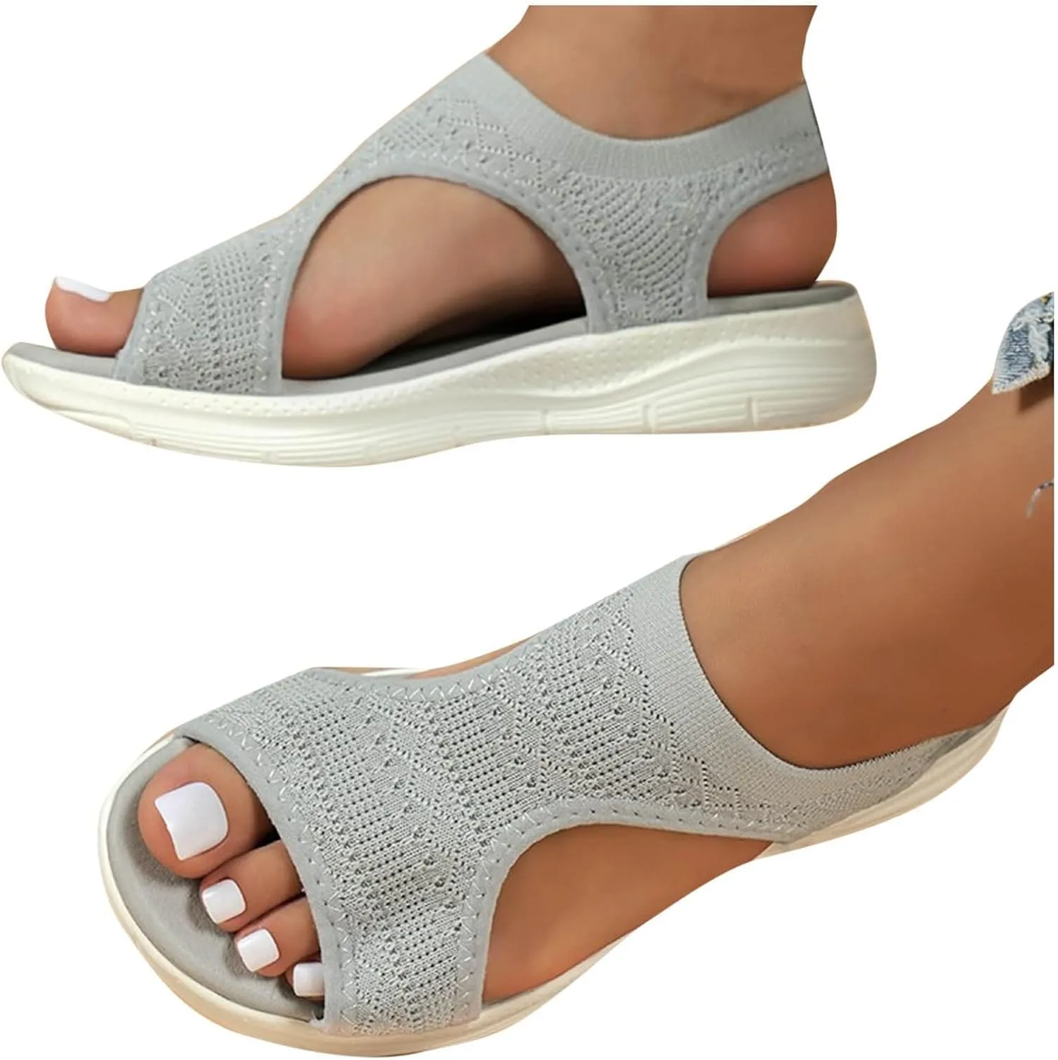 Women's Walking Sandals Soft Low Wedge Comfort Flat Sandal 2025 Casual Open Toe Slip On Strappy Lightweight Summer Shoes