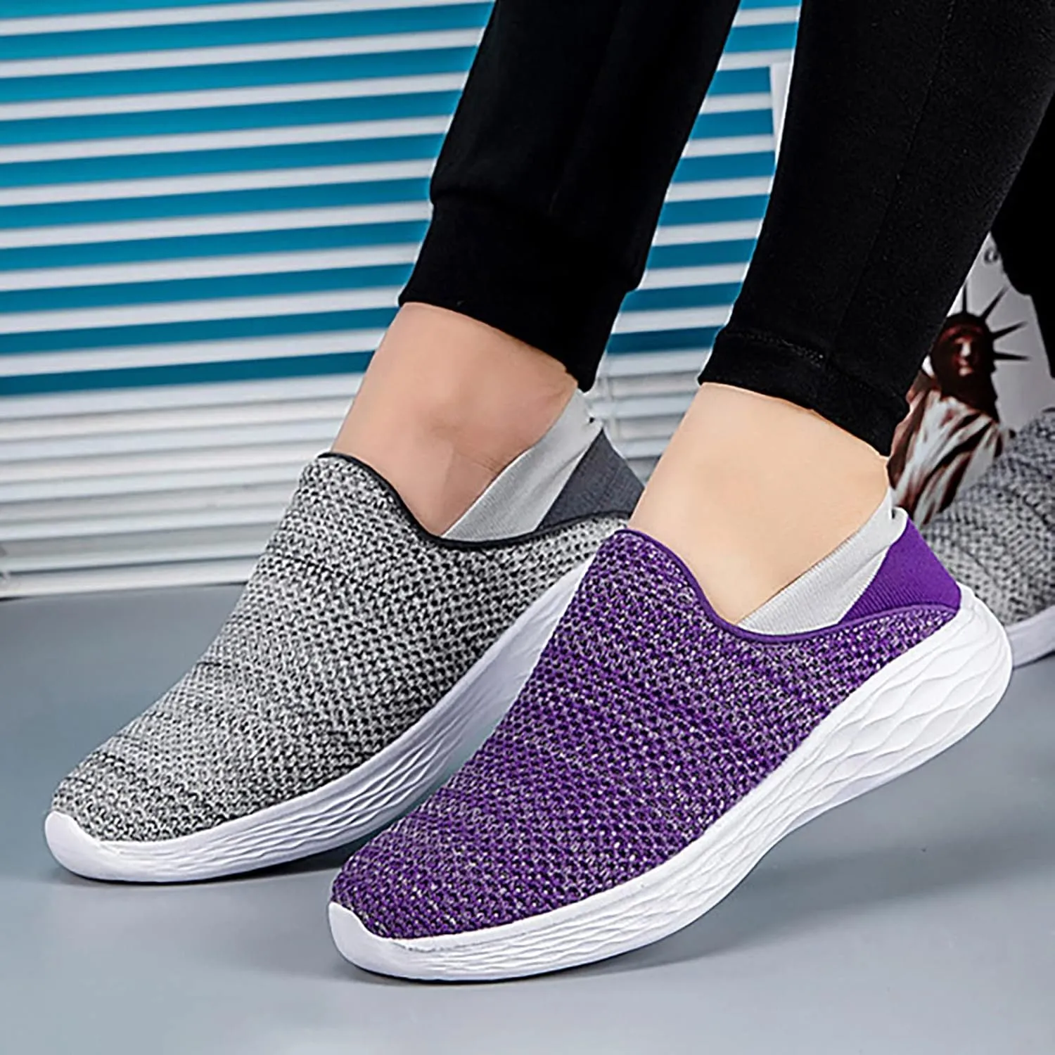 Womens Walking Shoes Size 9.5 Black and White Walking Shoes Women Comfort Dressy Womens Casual Shoes with Arch Support Womens Slip On Sneakers Black Grey Black Slip On Shoes Women Size 11