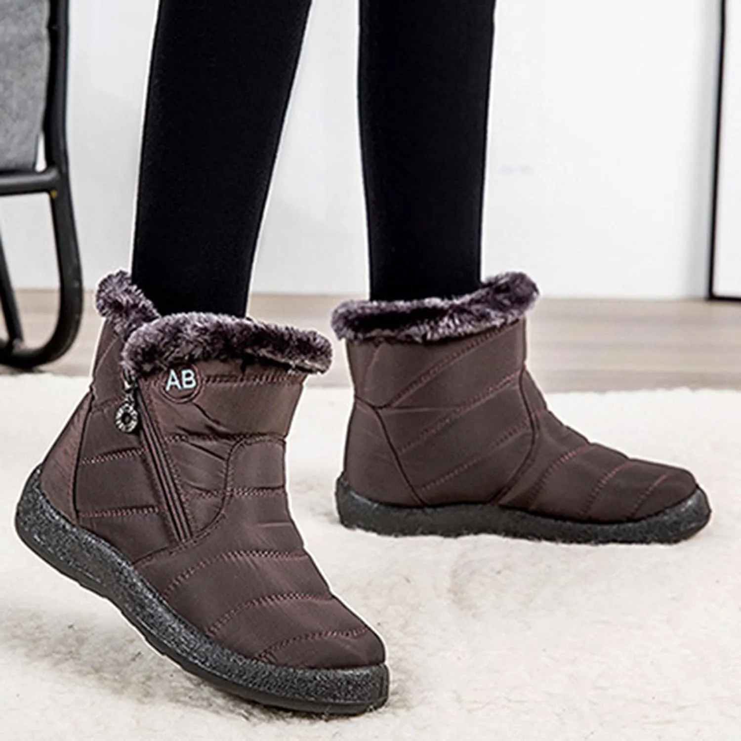 Womens Winter Boots Waterproof,Fashion High Top Cold-Weather Warm Snow Boots for Women,Comfortable Trekking Walking Fur Lined Boots,Slip Resistant