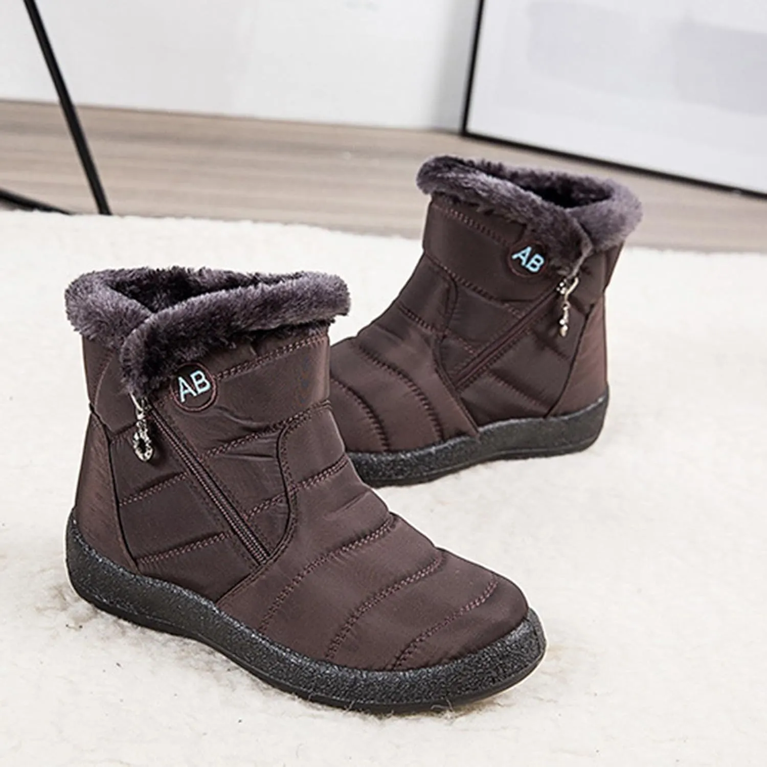 Womens Winter Boots Waterproof,Fashion High Top Cold-Weather Warm Snow Boots for Women,Comfortable Trekking Walking Fur Lined Boots,Slip Resistant